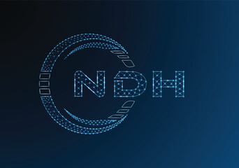 NDH low poly letter logo vector design. NDH lower poly logo design. Low poly logo.