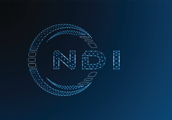 NDI low poly letter logo vector design. NDI lower poly logo design. Low poly logo.