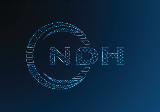 NDH low poly letter logo vector design. NDH lower poly logo design. Low poly logo.