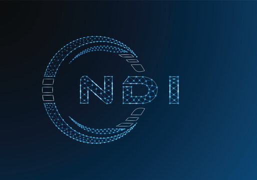 NDI low poly letter logo vector design. NDI lower poly logo design. Low poly logo.