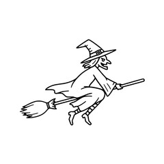 Evil Witch Riding Broom Vector