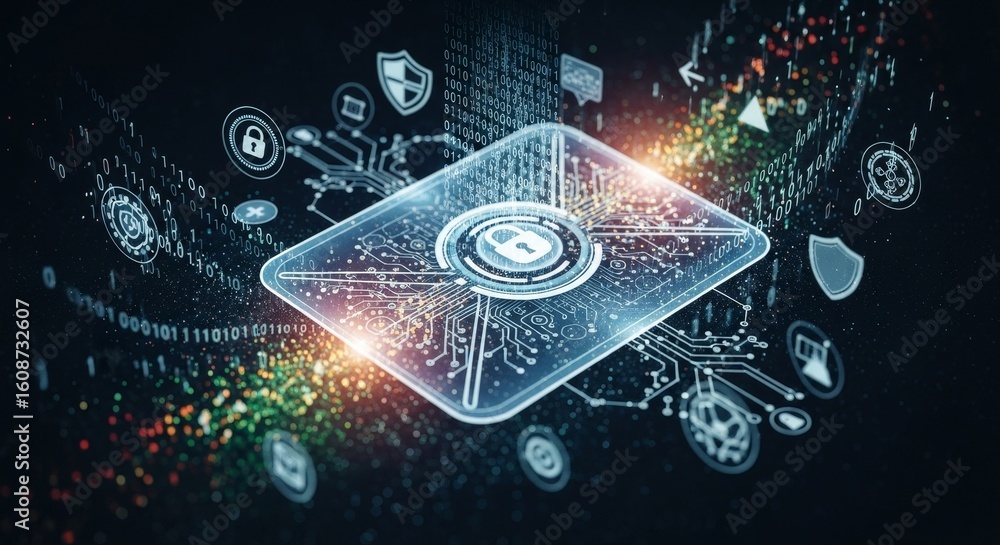 Aufkleber security system protection - abstract depicting security, data protection, and cybersecurity concept
