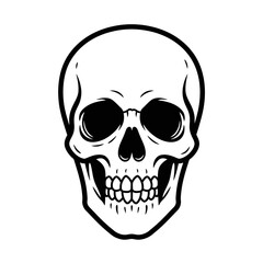 Fototapeta premium Illustration of a skull with empty eye sockets face silhouette