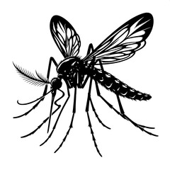 Obraz premium Mosquito Silhouette SVG | Minimal Flying Insect Icon