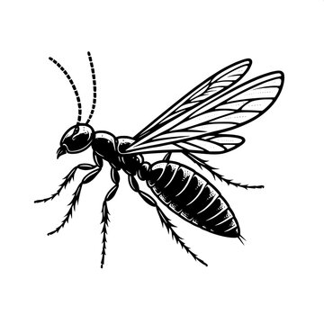 black and white wasp flying clip art preview