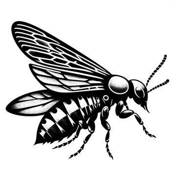 black and white bee insect clip art preview