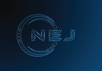 NEJ low poly letter logo vector design. NEJ lower poly logo design. Low poly logo.