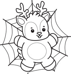 Cute Deer icon. Funny baby Deer animal series stock illustration. Life of fluffy Deer designs. Coloring pages of cute deer icon.
