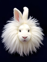 Beautiful white rabbit angora lion head