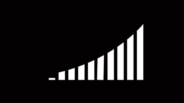 Animated down graph icon designed in flat icon style, business Finance, Business Info graphic animation, Bar graph. Cost reduction business finance concept. Businessman with virtual screen.