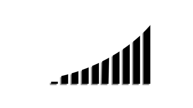 Animated down graph icon designed in flat icon style, business Finance, Business Info graphic animation, Bar graph. Cost reduction business finance concept. Businessman with virtual screen.