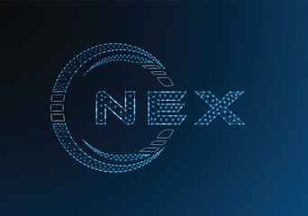 NEX low poly letter logo vector design. NEX lower poly logo design. Low poly logo.