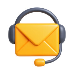 Cartoon envelope icon with headset, symbolizing communication and support