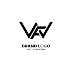 Modern Unique W and F Letter Monogram Logo with White Background.