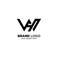 Modern Unique W and H Letter Monogram Logo with White Background.