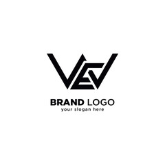 Modern Unique W and E Letter Monogram Logo with White Background.