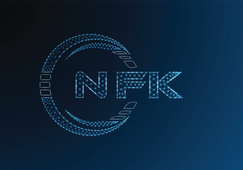 NFK low poly letter logo vector design. NFK lower poly logo design. Low poly logo.