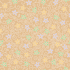 Cute floral seamless pattern with flowers and branches. Wildflower vector illustration in spring or summer. Elegant template for fabric, wallpaper, stationery, wrapping, card, and phone cases.