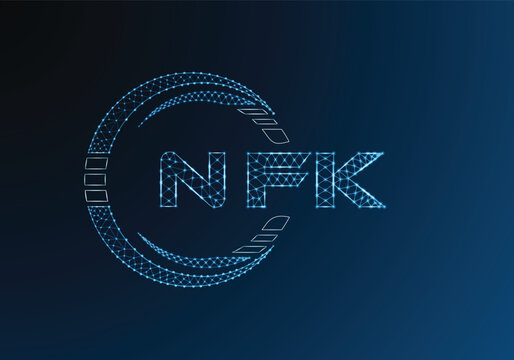 NFK low poly letter logo vector design. NFK lower poly logo design. Low poly logo.