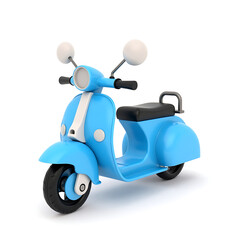 Happy Blue Retro Scooter, Fun Summer Transportation, 3D Render Illustration