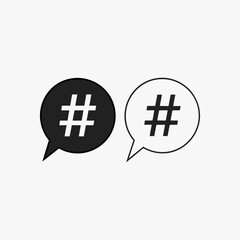 Fototapeta premium Black and white hashtag speech bubbles communication