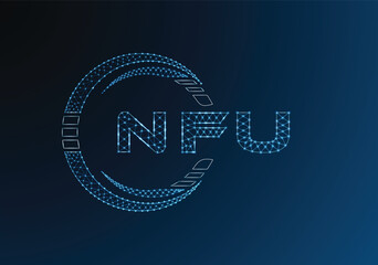 NFU low poly letter logo vector design. NFU lower poly logo design. Low poly logo.