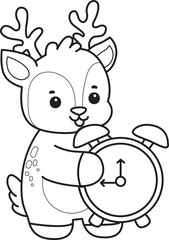 Cute Deer icon. Funny baby Deer animal series stock illustration. Life of fluffy Deer designs. Coloring pages of cute deer icon.
