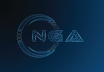 NGA low poly letter logo vector design. NGA lower poly logo design. Low poly logo.
