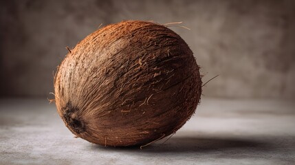 Whole coconut close‑up with textured shell &ndash; generative AI
