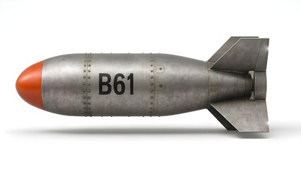 High-Detail 3D Render of B61 Tactical Nuclear Bomb – White Background