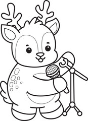 Cute Deer icon. Funny baby Deer animal series stock illustration. Life of fluffy Deer designs. Coloring pages of cute deer icon.
