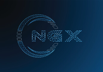 NGX low poly letter logo vector design. NGX lower poly logo design. Low poly logo.
