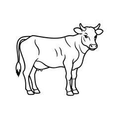 Cow line art, animal line art, cow line drawing