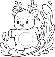 Cute Deer icon. Funny baby Deer animal series stock illustration. Life of fluffy Deer designs. Coloring pages of cute deer icon.
