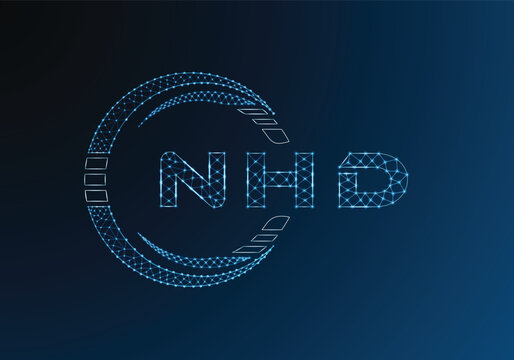 NHD low poly letter logo vector design. NHD lower poly logo design. Low poly logo.