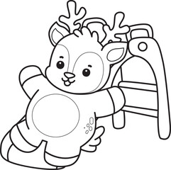 Cute Deer icon. Funny baby Deer animal series stock illustration. Life of fluffy Deer designs. Coloring pages of cute deer icon.
