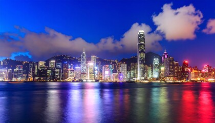Obraz premium Hong Kong skyline at night (1)