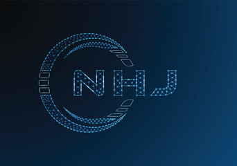 NHJ low poly letter logo vector design. NHJ lower poly logo design. Low poly logo.