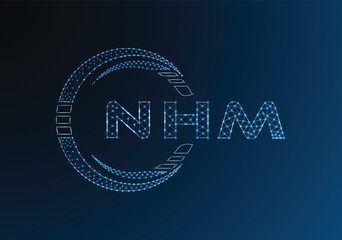 NHM low poly letter logo vector design. NHM lower poly logo design. Low poly logo.