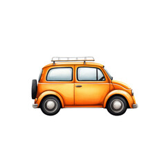 Fototapeta premium Vintage orange car with roof rack illustration