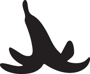 Whimsical Banana Peel Silhouette A Playful Graphic Illustration of Discarded Fruit Debris for Lighthearted Designs and Eco Conscious Themes