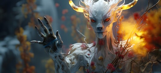 A white walker ifrit , a small creature made of glass that is sitting in the palm of your hand, generative AI