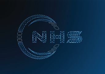 NHS low poly letter logo vector design. NHS lower poly logo design. Low poly logo.