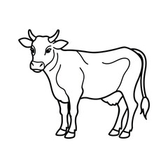 Cow line art, animal line art, cow line drawing