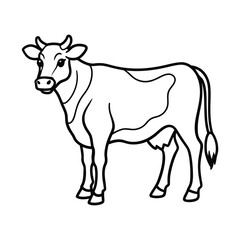 Cow line art, animal line art, cow line drawing