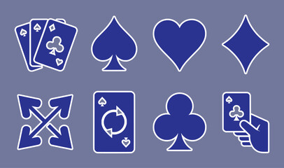 Blue playing card suits and symbols collection cards spades