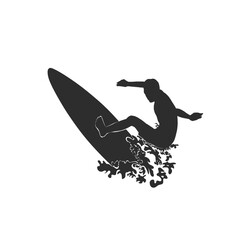 vector illustration of surfing on waves without background