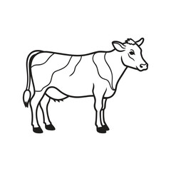 Cow line art, animal line art, cow line drawing