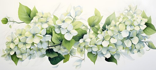 panicle hydrangea Wireframe, mozaic art, generative AI