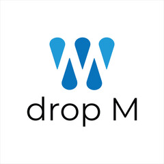 Modern and Minimalist Logo Design Featuring Stylized Letter M Created with Blue Water Drop Elements for a Contemporary Look